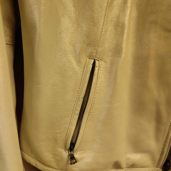 Chico's Cream-colored shimmer leather‎ jacket Medium to Large - Picture 7 of 13